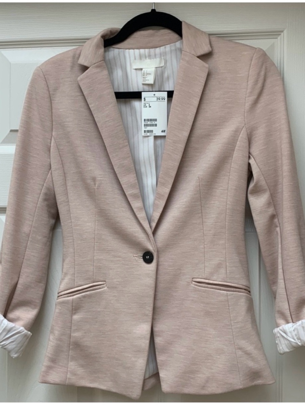 H&M Light Blush Pink Single-Button Blazer